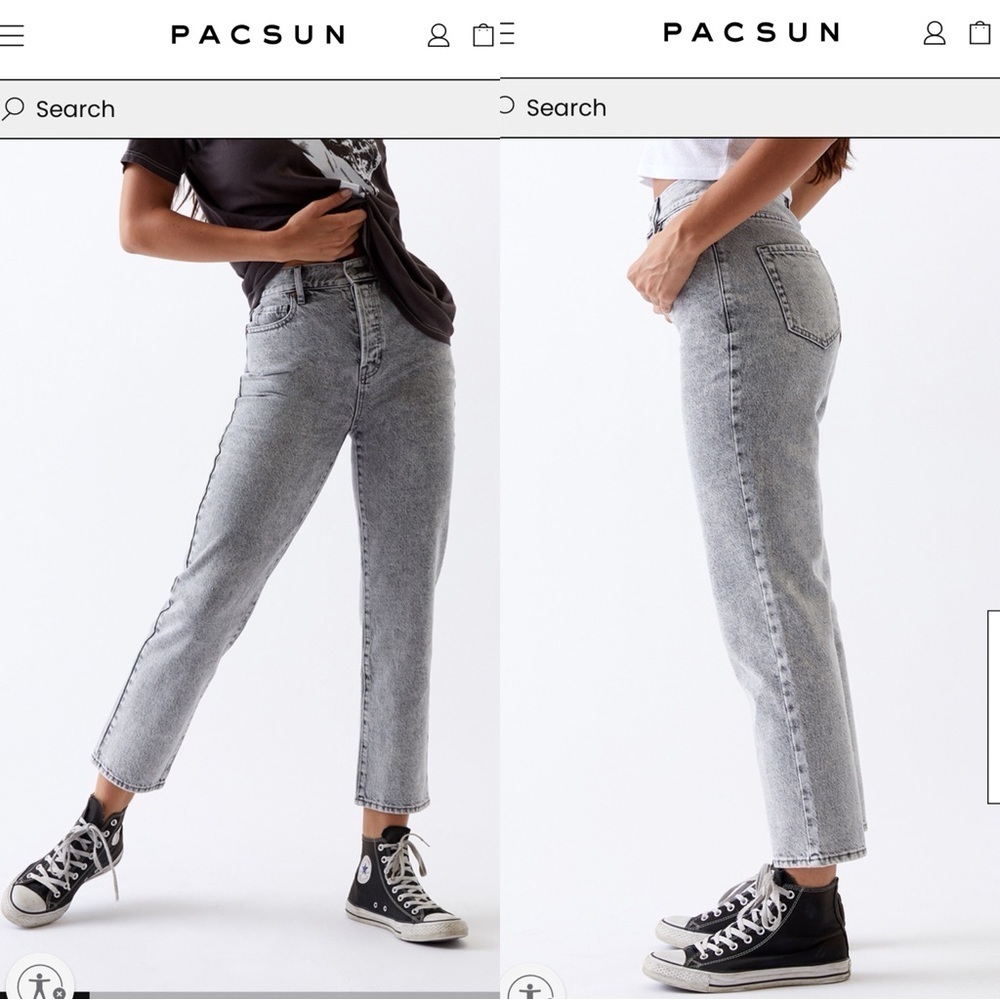 Pacsun Gray High Rise Straight Jeans Size 25 - Picture 1 of 7